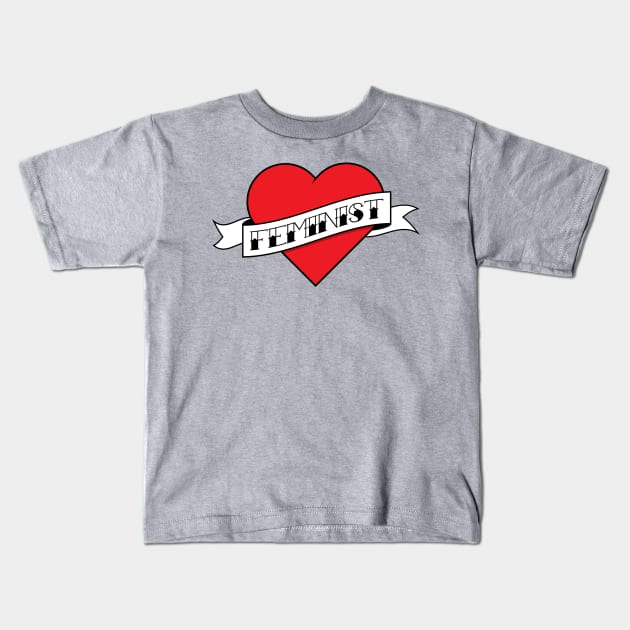 Feminist Heart Tattoo T-Shirt Kids T-Shirt by FeministShirts